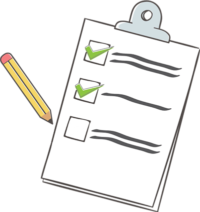 a checklist with a pencil poised over it