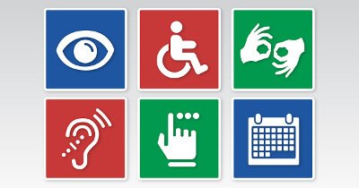 Compilation of 6 icons representing different disabilities