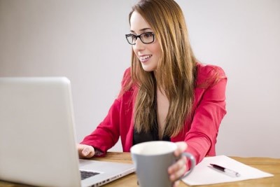 woman working on a laptop