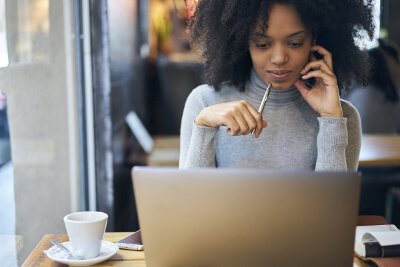 woman working at laptop