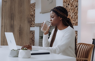 Woman working at her laptop