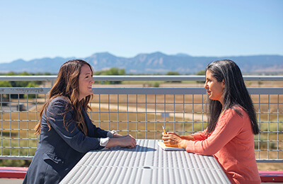 Two women meeting